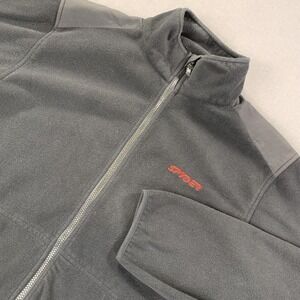 Spyder Fleece Jacket Mens Large Black Gray Full Zip Stand Collar Ski Outdoor